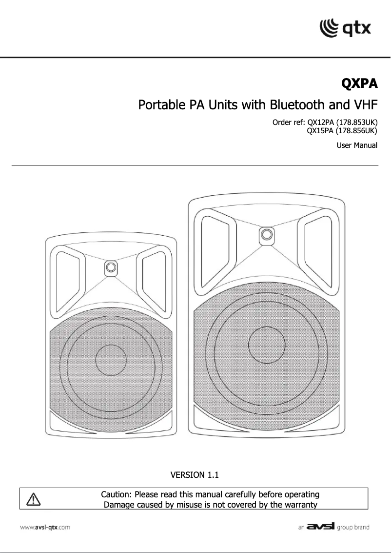 Page n°1 - Manuel utilisateur Qtx QX12PA