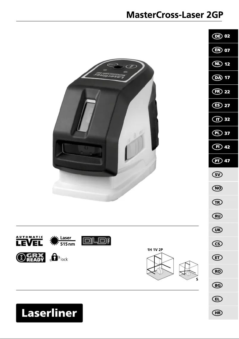 Page 1 de la notice Manuel utilisateur Laserliner MasterCross-Laser 2GP