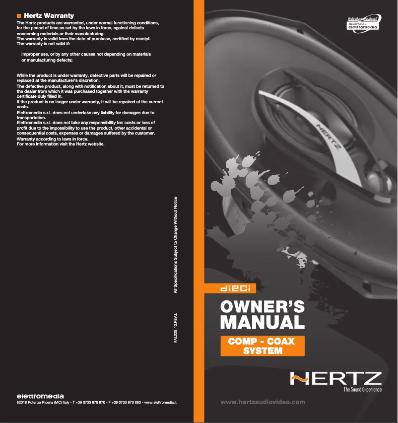 Page 1 de la notice Manuel utilisateur Hertz Dieci DSK 165.3