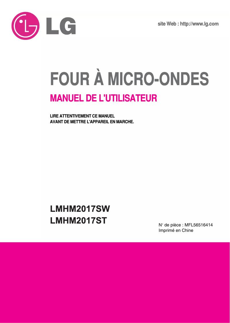 Page 1 de la notice Manuel utilisateur LG LMHM2017ST