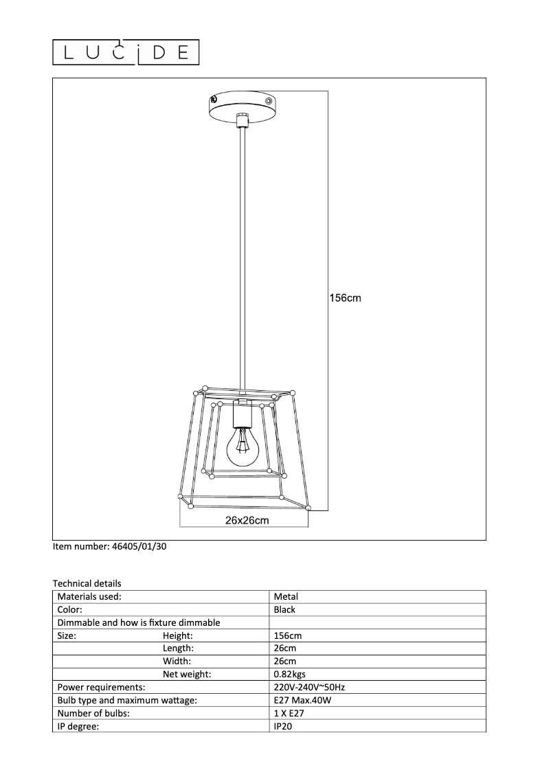 Page 1 de la notice Manuel utilisateur Lucide Edgar 46405/01/30