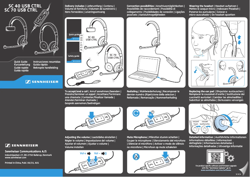Page 1 de la notice Manuel utilisateur Sennheiser SC 40 USB CTRL