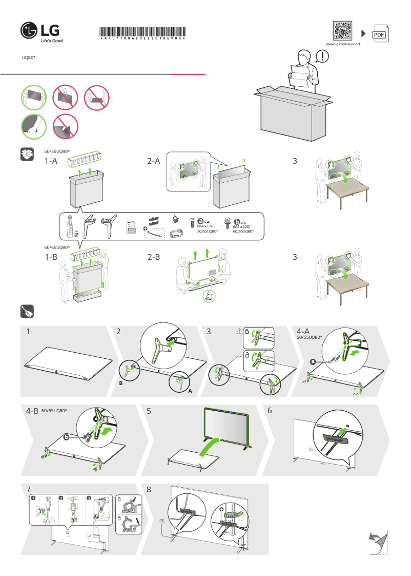 Page 1 de la notice Guide d'installation LG 50UQ80006LB