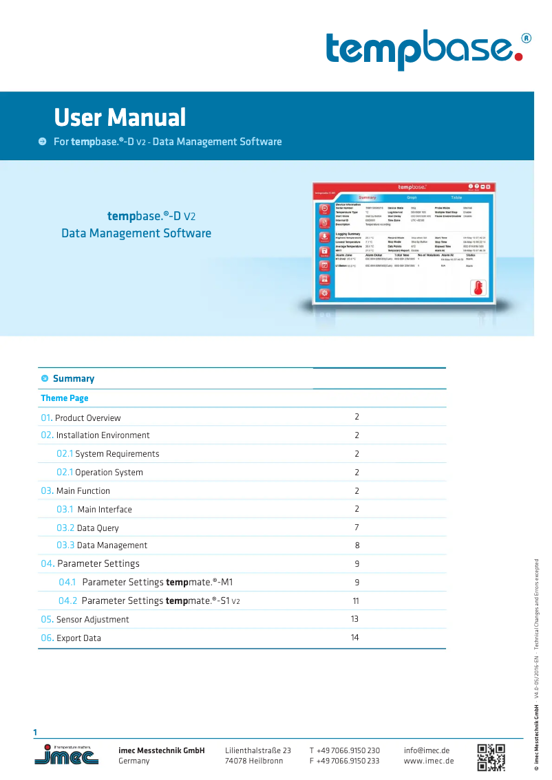 Page n°1 - Manuel utilisateur tempmate S1