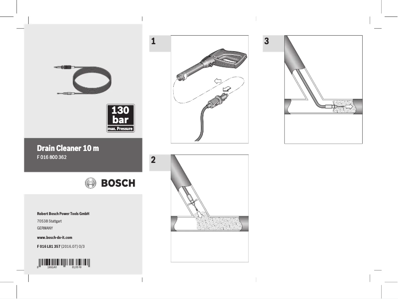 Page 1 de la notice Manuel utilisateur Bosch F016800362
