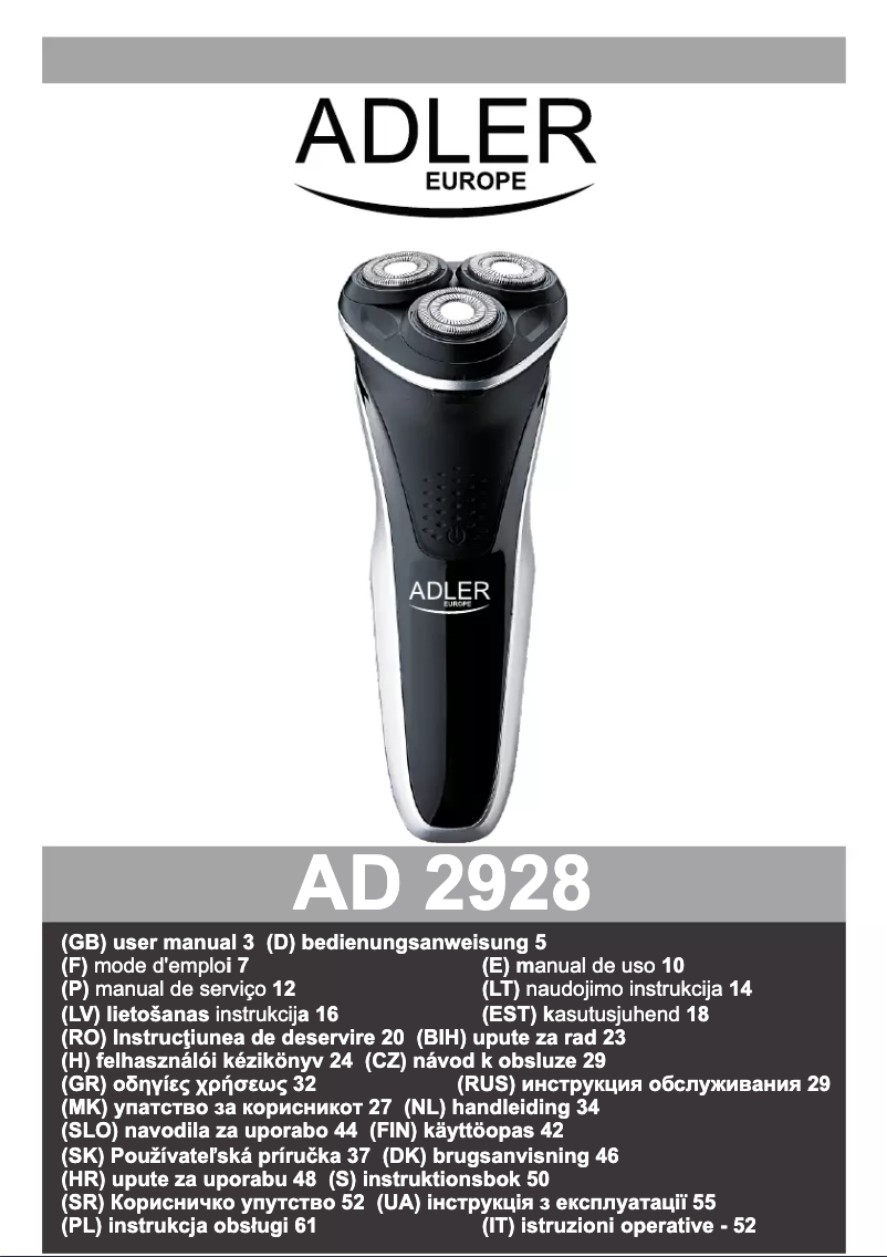 Page 1 de la notice Manuel utilisateur Adler AD 2928