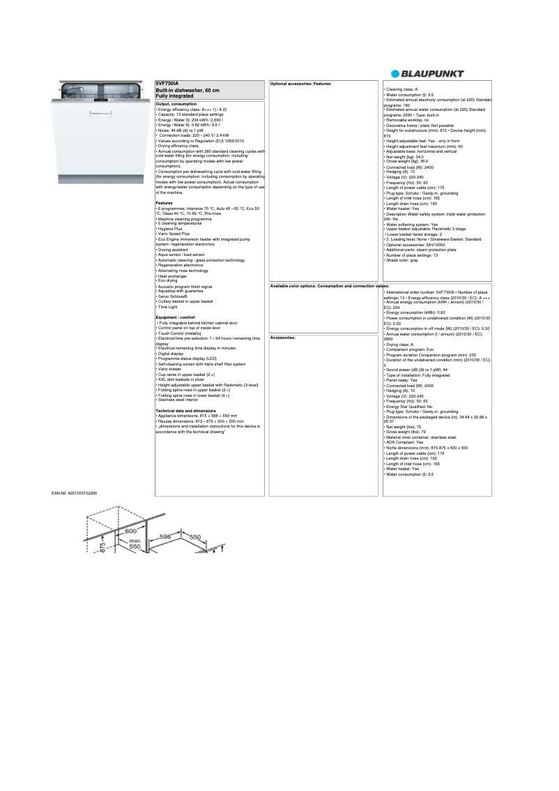 Imagen de la primera página del manual del dispositivo 5VF 730IA