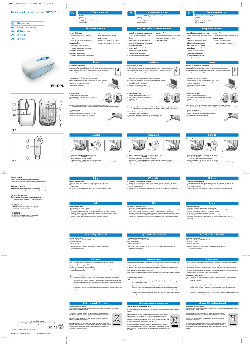 Page 1 de la notice Manuel utilisateur Philips SPM8713WB
