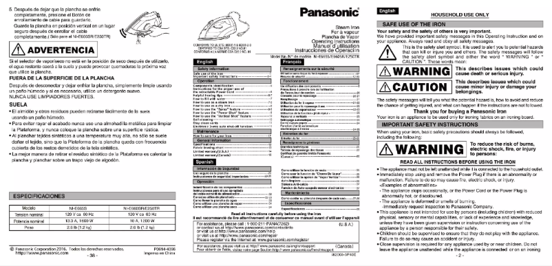 Page 1 de la notice Manuel utilisateur Panasonic NI-E250T