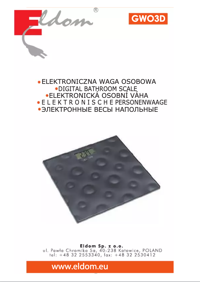 Página 1 del manual Manual de usuario Eldom GWO3D