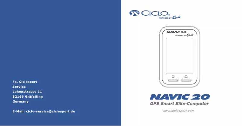 Page 1 de la notice Manuel utilisateur Ciclo CicloNavic 20