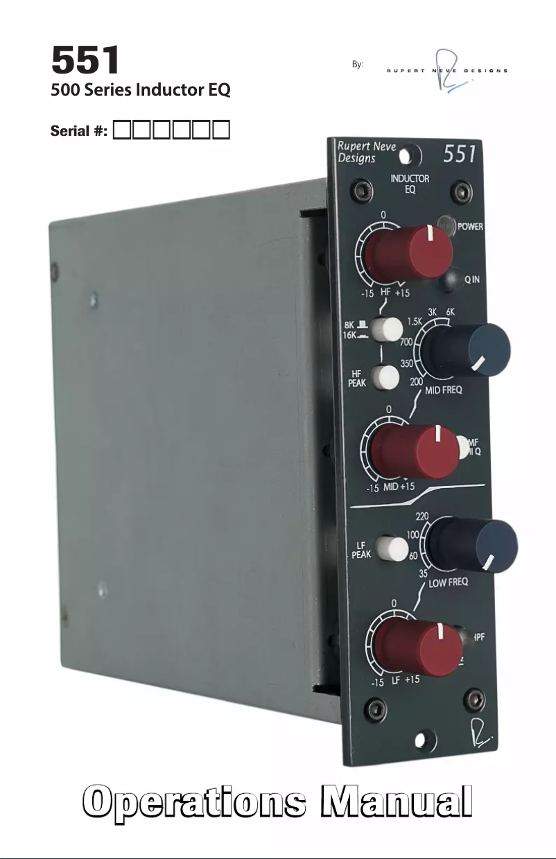 Page 1 de la notice Manuel utilisateur Rupert Neve Designs Portico 551