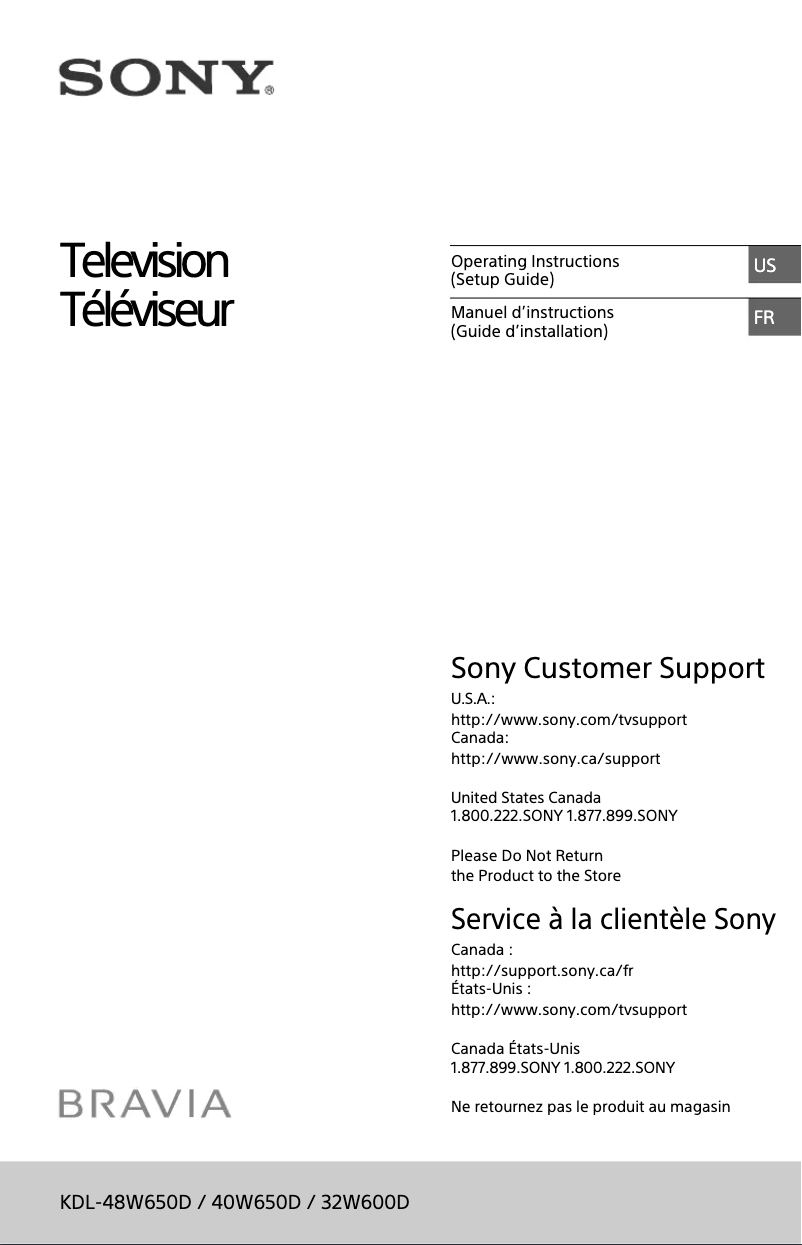 Page n°1 - Manuel utilisateur Sony Bravia KDL-48W650D