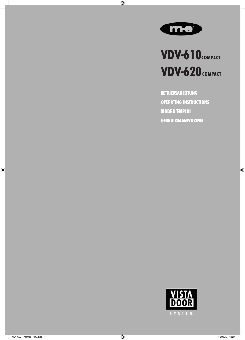 Page 1 de la notice Manuel utilisateur m-e VDV-620