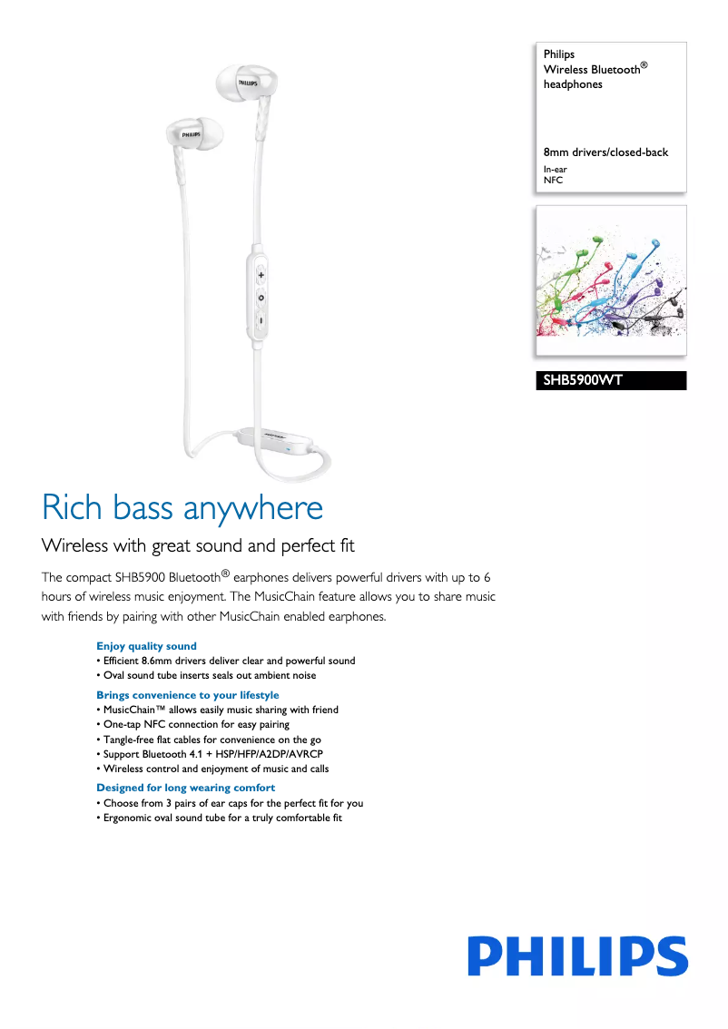 Page n°1 - Brochure Philips SHB5900