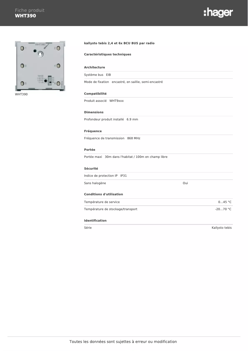 Image de la première page du manuel de l'appareil WHT390