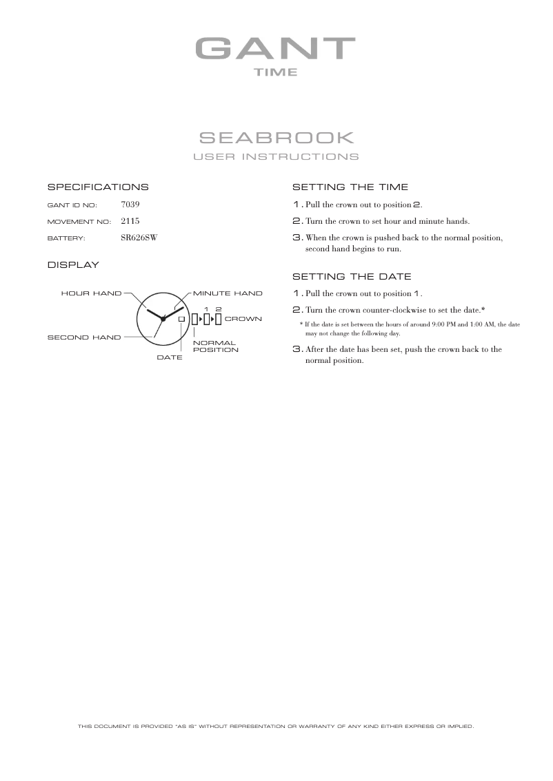 Image de la première page du manuel de l'appareil Seabrook 7039