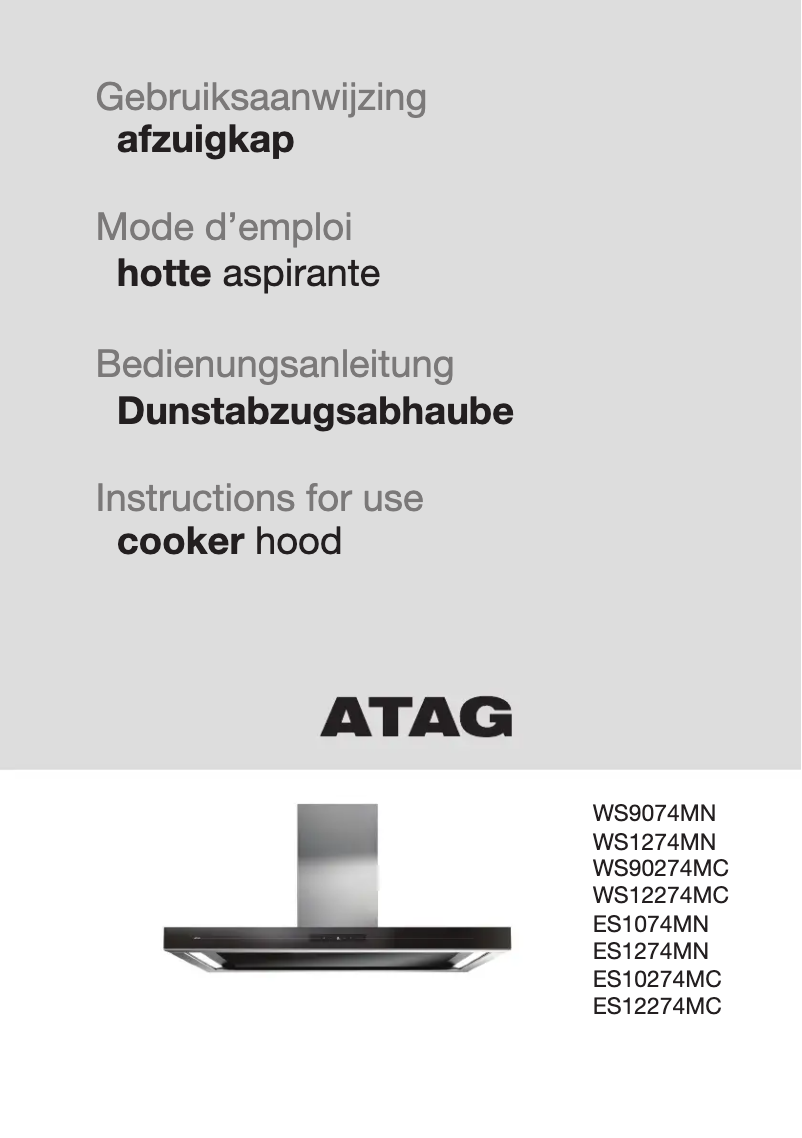 Page n°1 - Manuel utilisateur Atag ES1074MN
