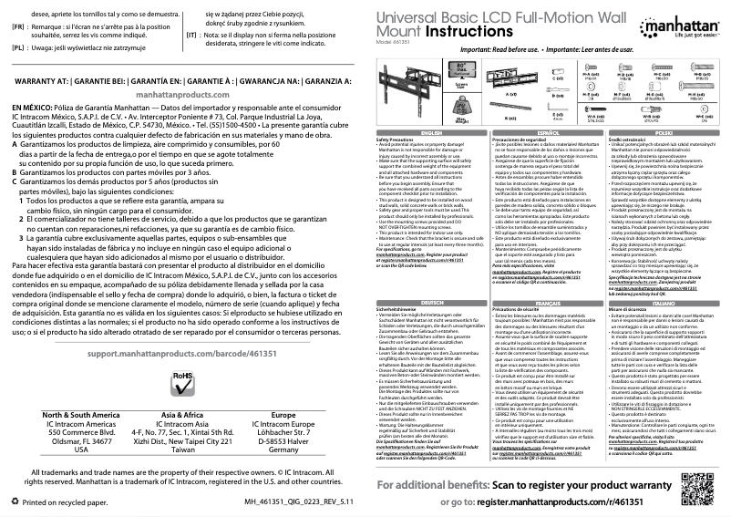 Page 1 de la notice Guide de démarrage rapide Manhattan 461351