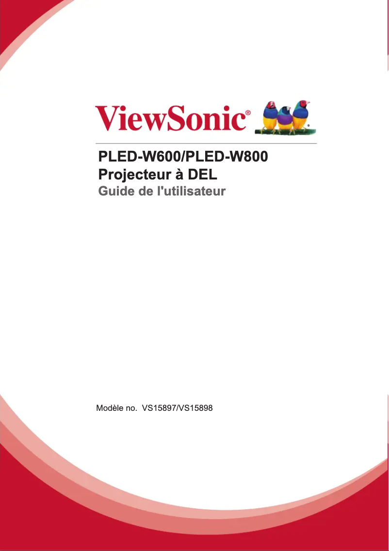 Page 1 de la notice Manuel utilisateur Viewsonic PLED-W600