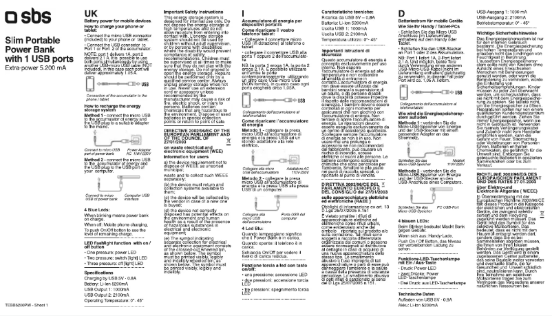 Page 1 de la notice Manuel utilisateur SBS TEBB5200PW