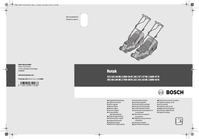 Page n°1 - Manuel utilisateur Bosch Rotak 43 M