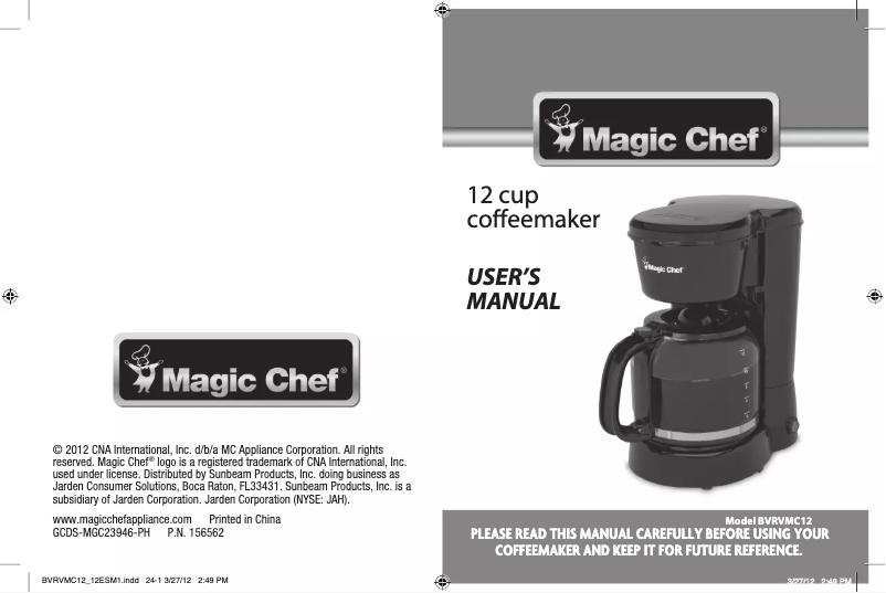 Page n°1 - Manuel utilisateur Magic Chef BVRVMC12