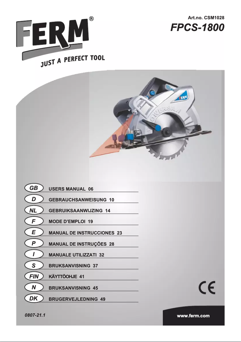 Page 1 de la notice Manuel utilisateur Ferm FPCS-1800