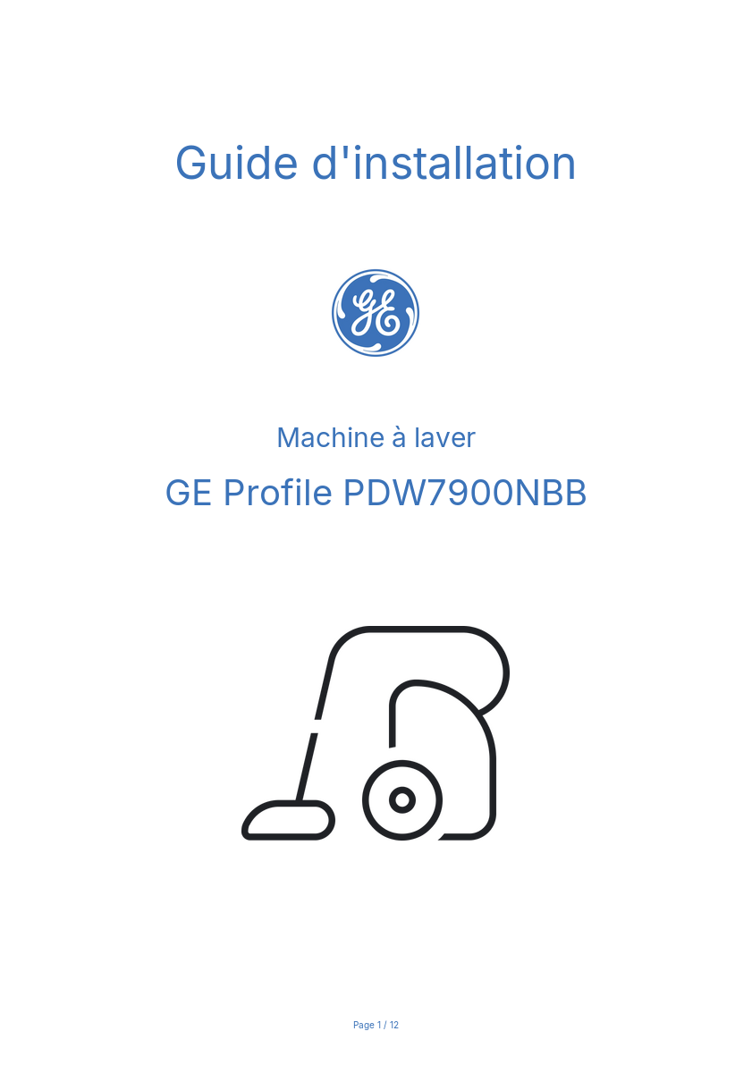 Image de la première page du manuel de l'appareil Profile PDW7900NBB