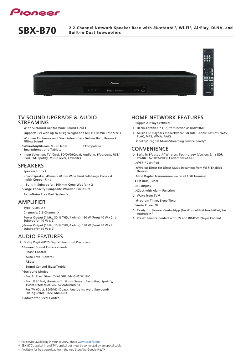 Image de la première page du manuel de l'appareil SBX-B70