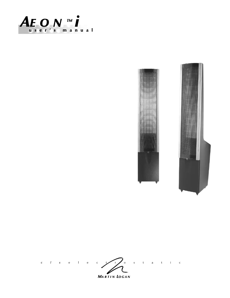 Page n°1 - Manuel utilisateur Martin Logan Aeon i