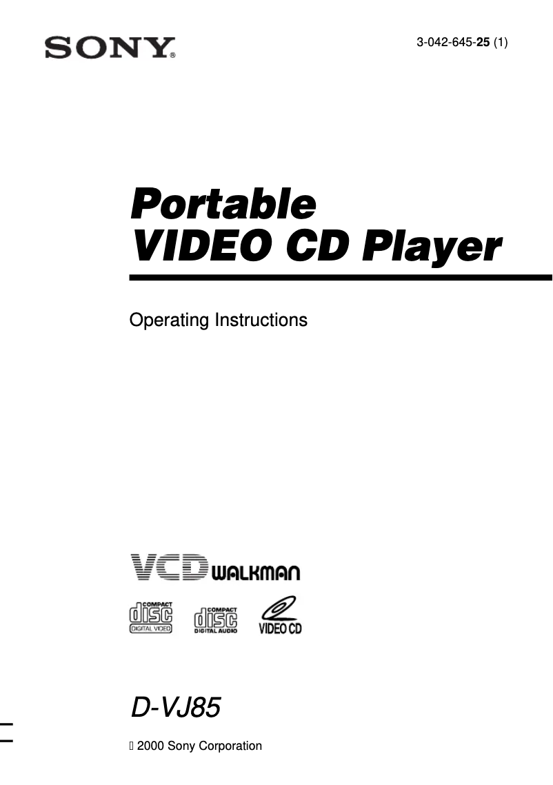 Page n°1 - Manuel utilisateur Sony D-VJ85