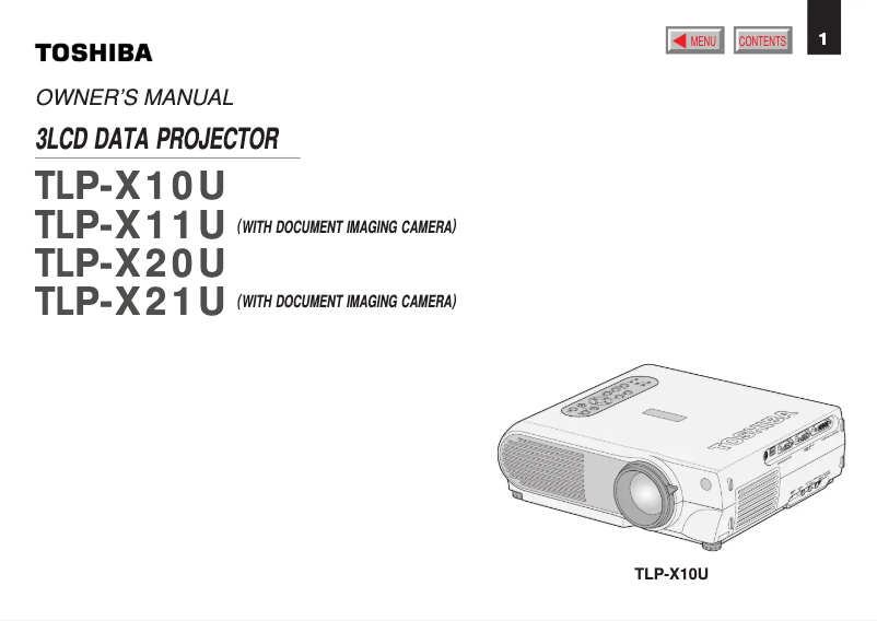 Page n°1 - Manuel utilisateur Toshiba TLP-X11U