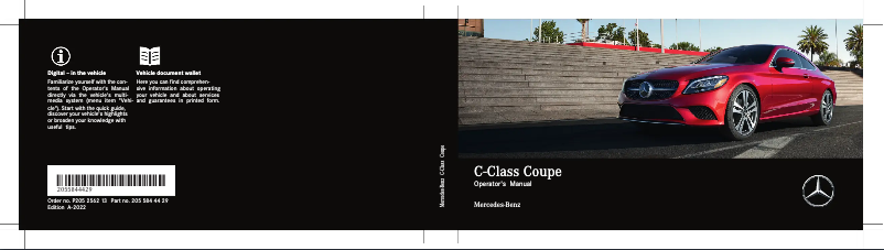 Image de la première page du manuel de l'appareil C-Class Coupe (2022)