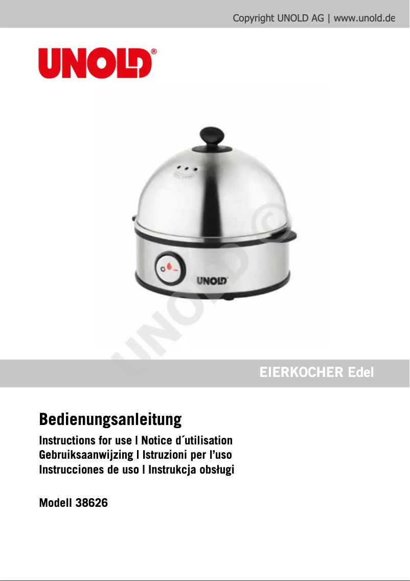 Página 1 del manual Manual de usuario Unold Edel 38626