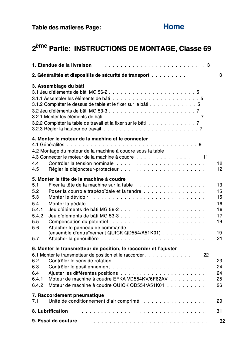 Page 1 de la notice Guide d'installation Dürkopp Adler 69