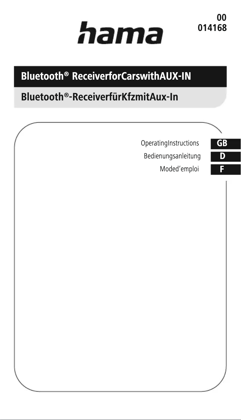 Page n°1 - Manuel utilisateur Hama 00014168