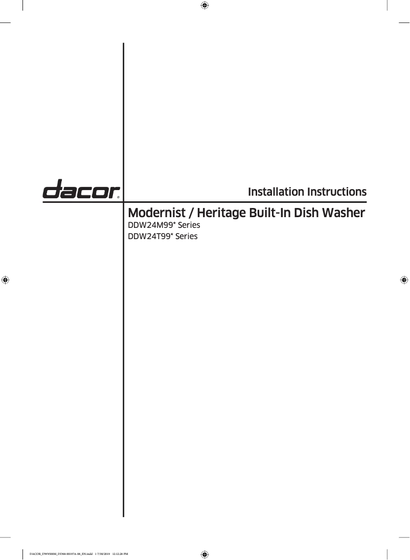 Image de la première page du manuel de l'appareil DDW24T998US