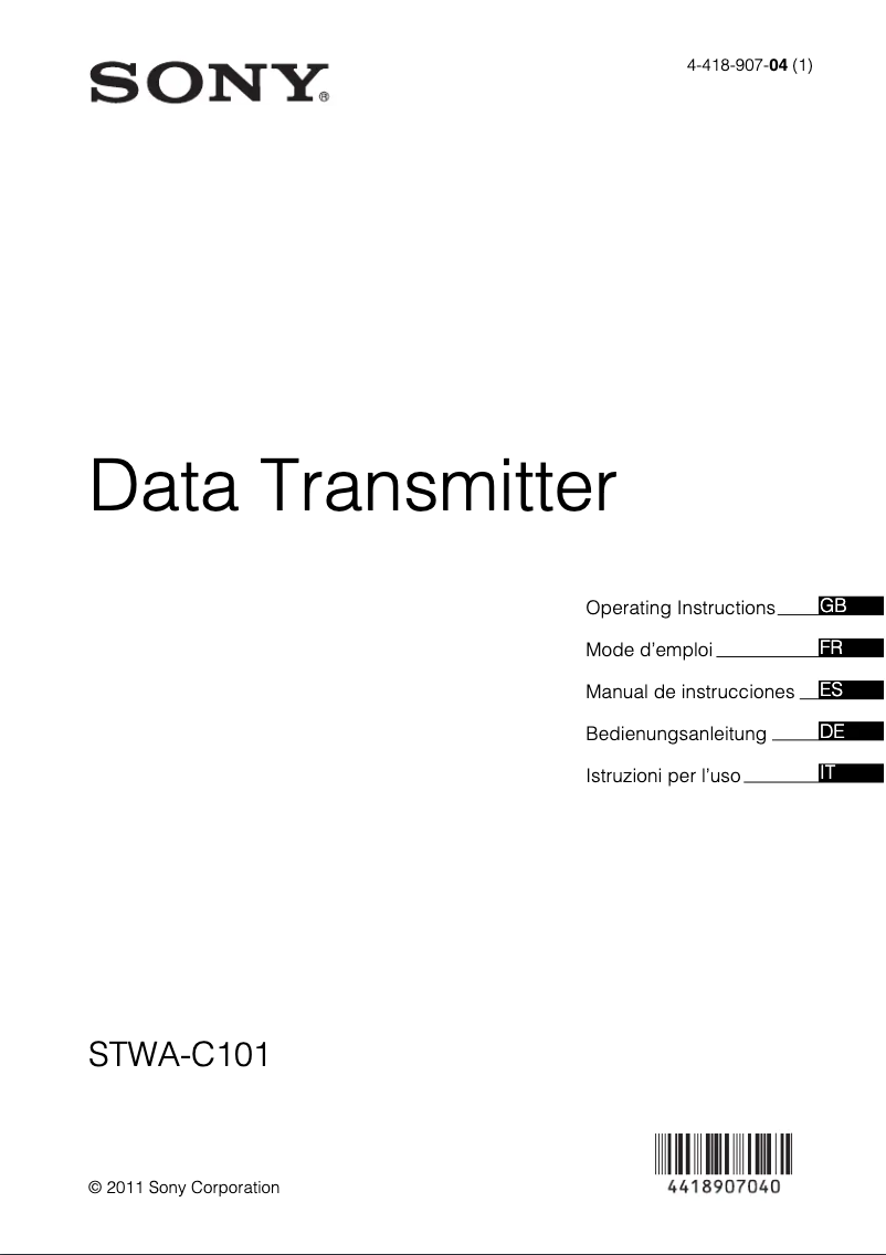 Page 1 de la notice Manuel utilisateur Sony STWA-C101