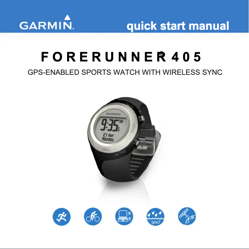 Página 1 del manual Guía de inicio rápido Garmin Forerunner 405