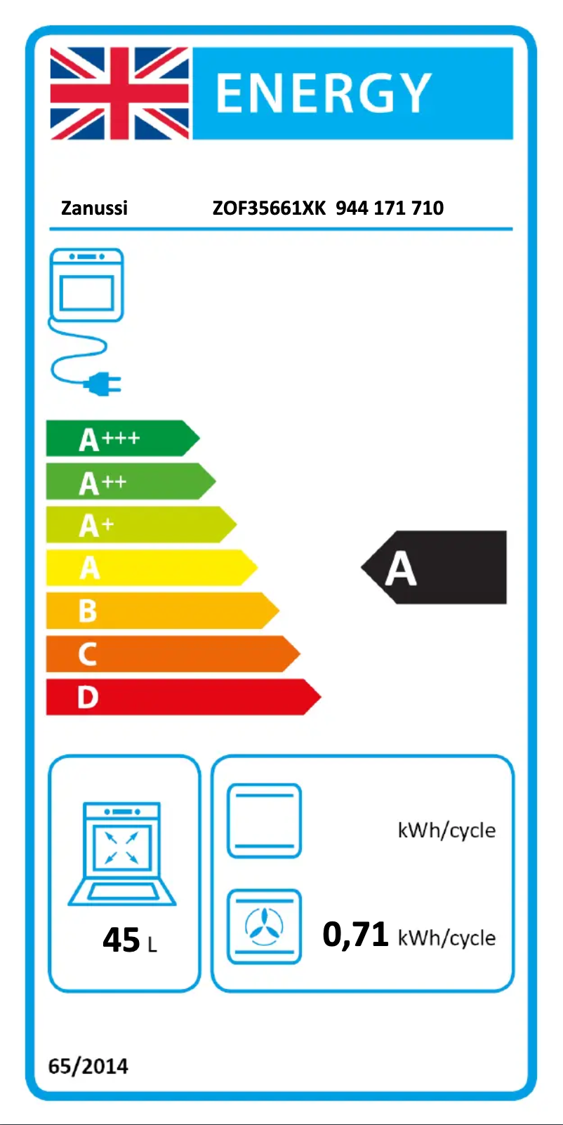 Page n°1 - Label énergétique Zanussi ZOF35661XK