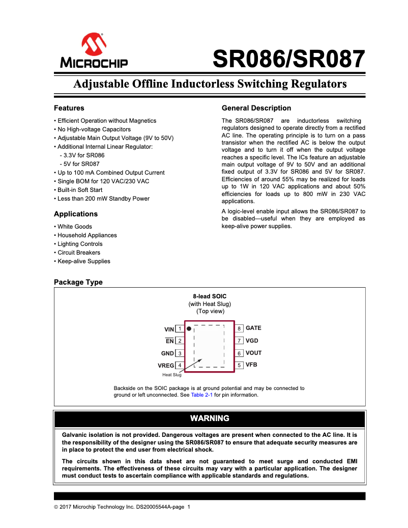 Page 1 de la notice Manuel utilisateur Microchip SR087