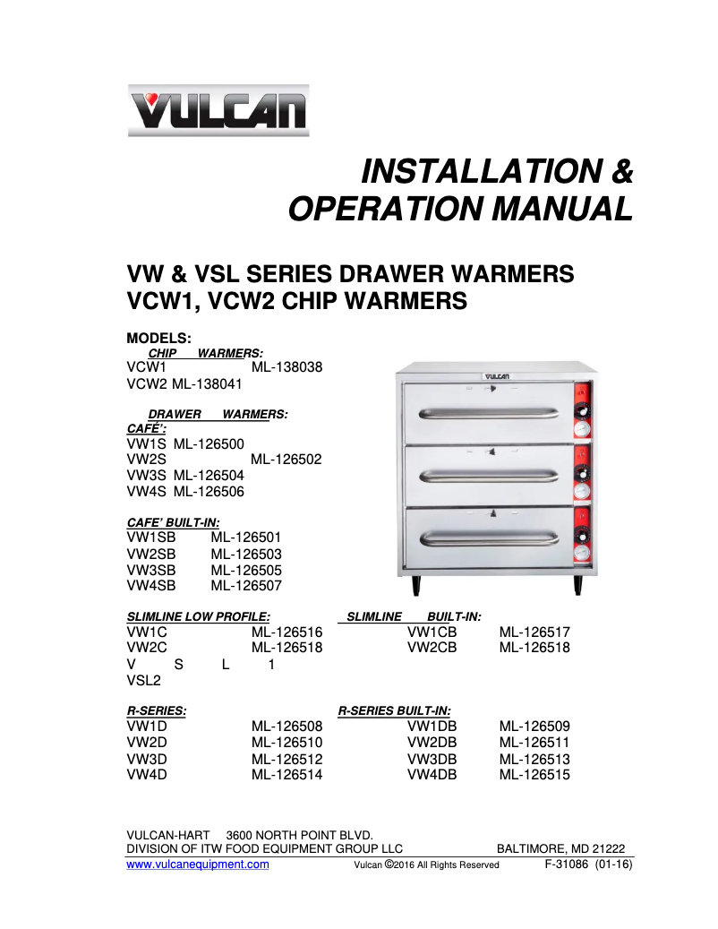 Page 1 de la notice Manuel utilisateur Vulcan VW1S