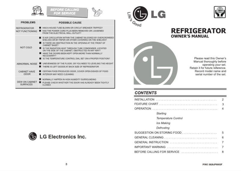Page 1 de la notice Manuel utilisateur LG GN-191RL