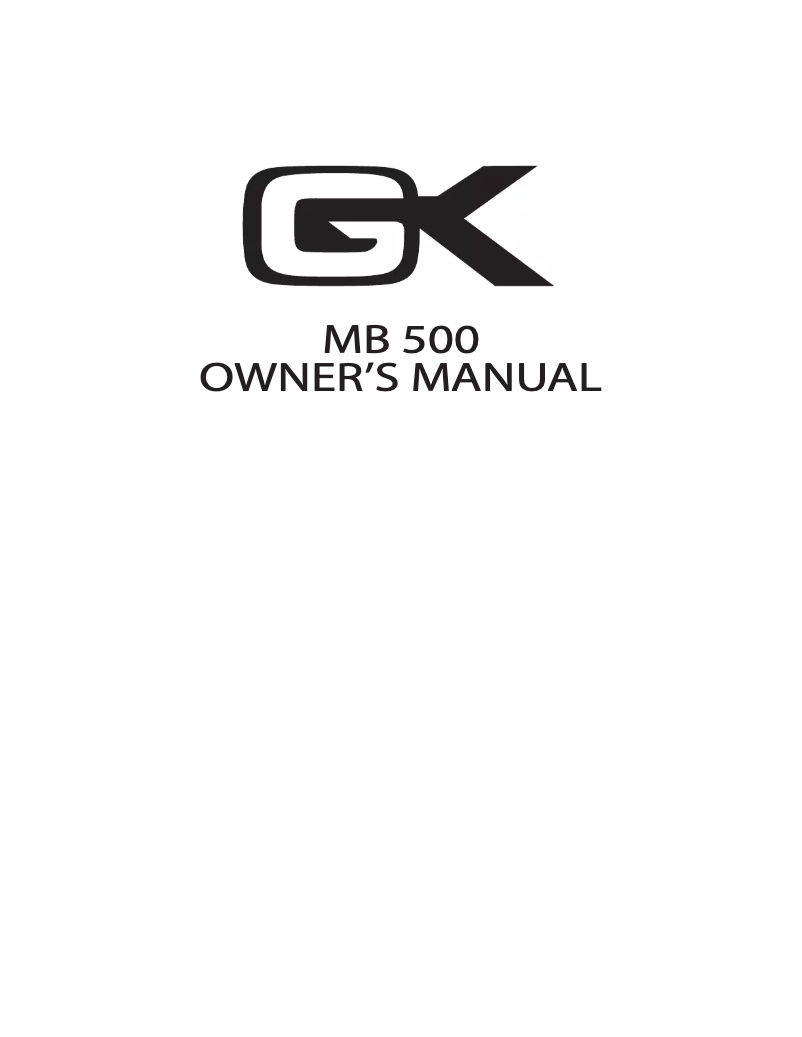 Page n°1 - Manuel utilisateur Gallien-Krueger MB 500