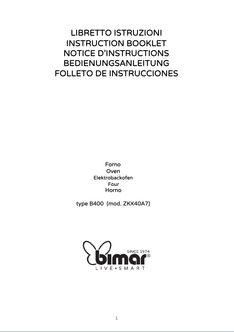 Page 1 de la notice Manuel utilisateur Bimar B400