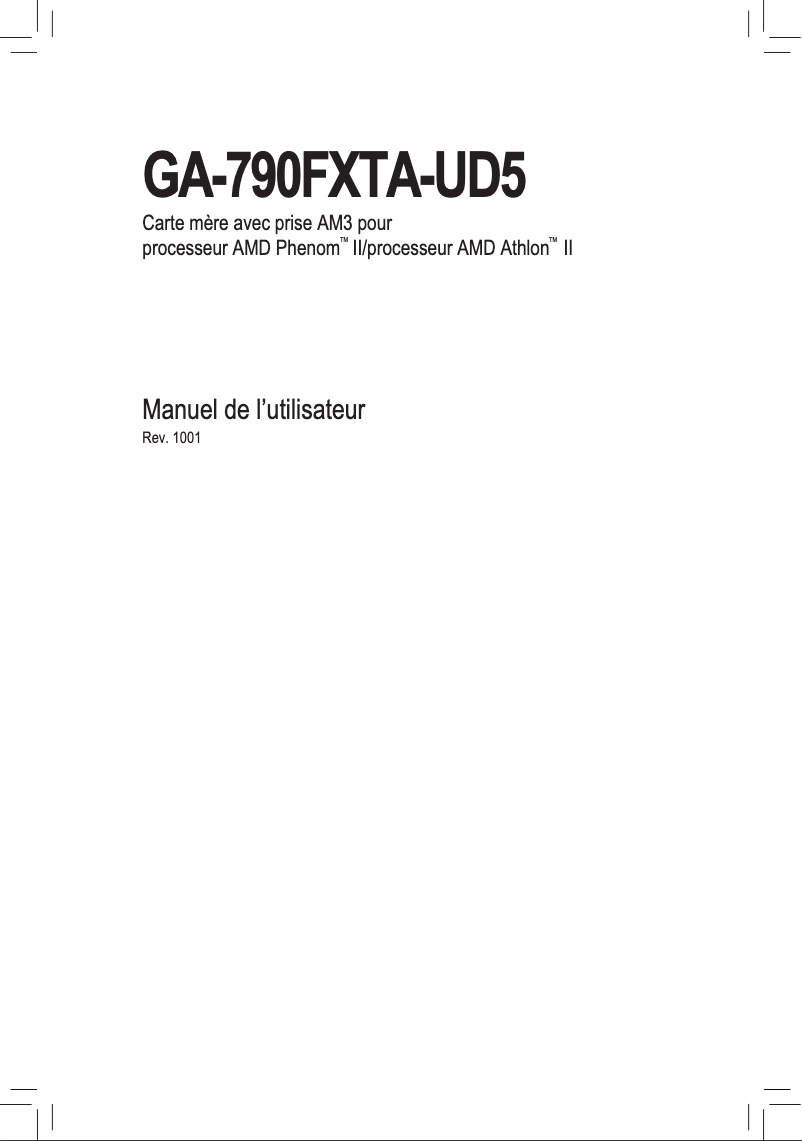 Image de la première page du manuel de l'appareil GA-790FXTA-UD5