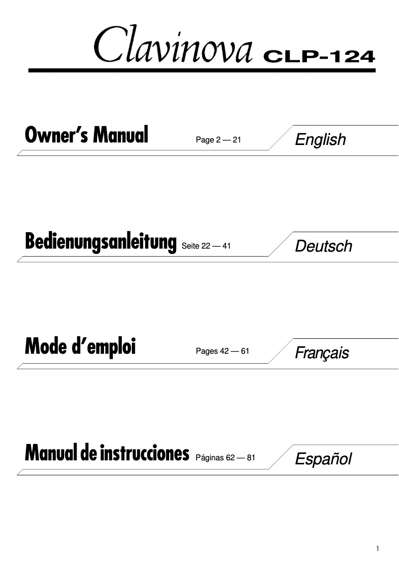 Image de la première page du manuel de l'appareil Clavinova CLP-124