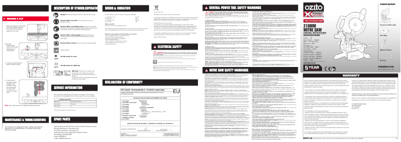 Page 1 de la notice Manuel utilisateur Ozito PXCMSK-400U
