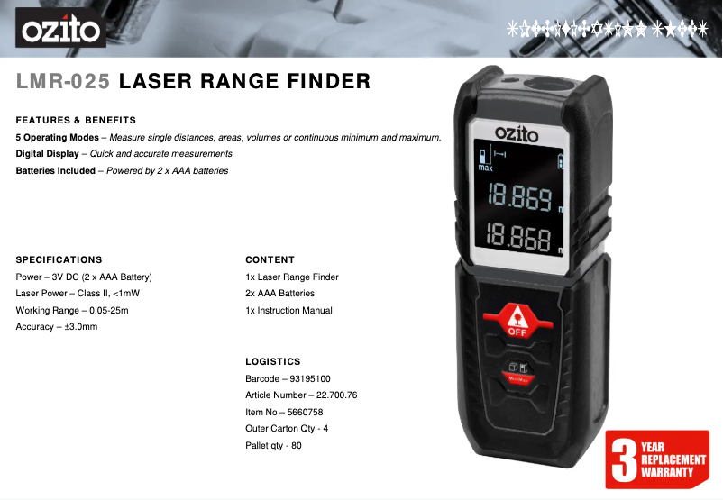 Image de la première page du manuel de l'appareil LMR-025